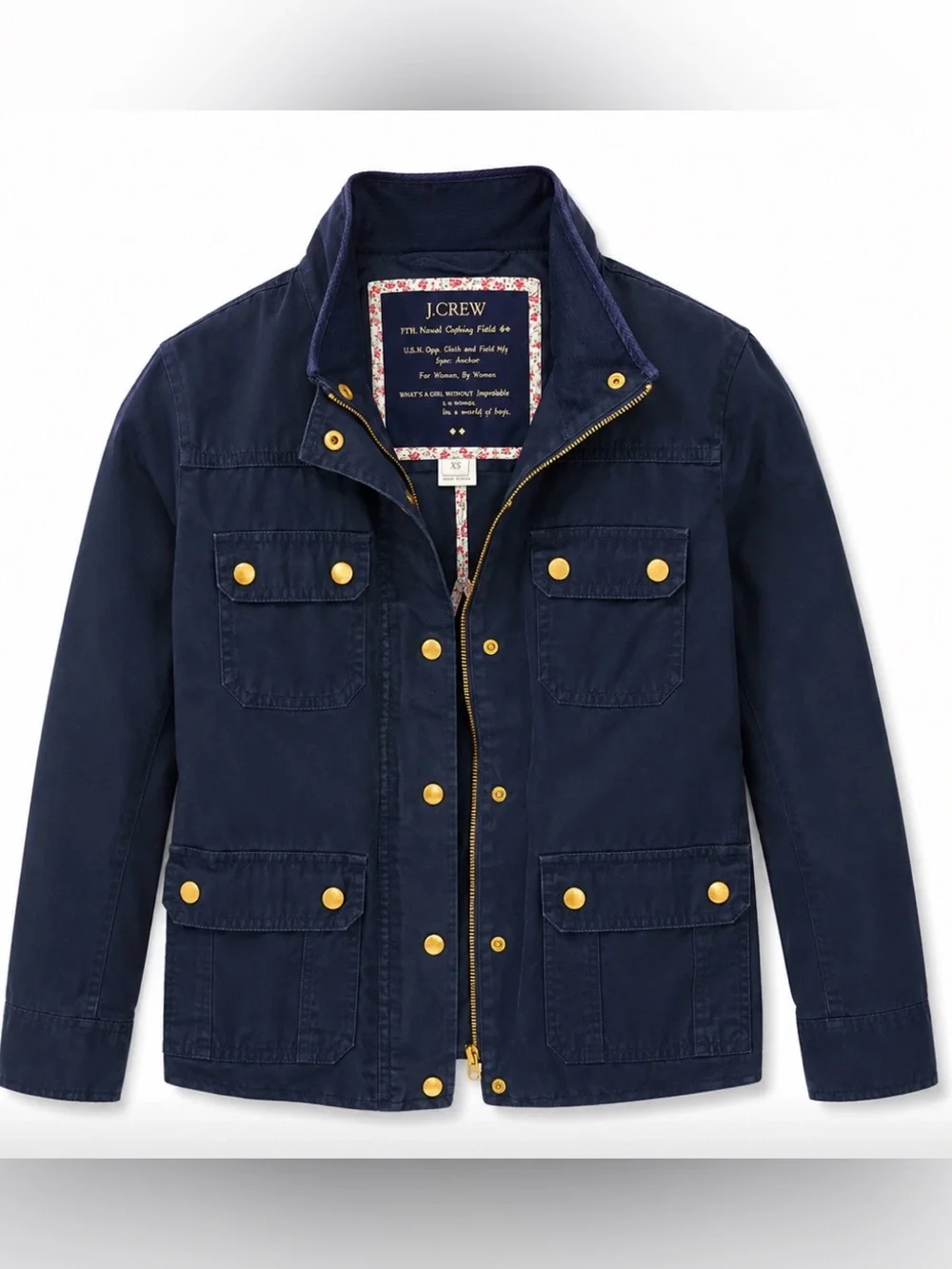J. Crew Navy Field Jacket with Gold-Tone Hardware